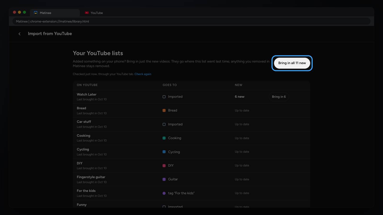 Your YouTube lists